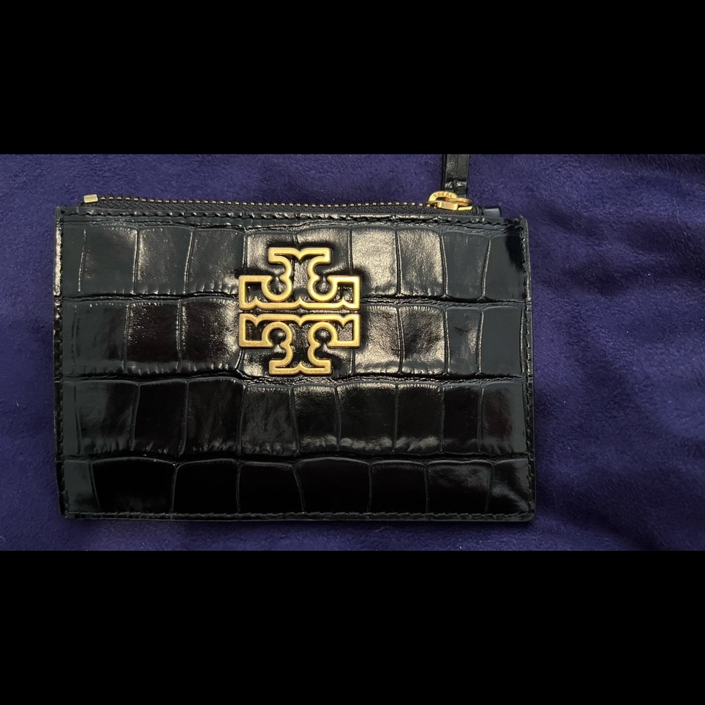 Tory Burch Britten Croc Zip Card Case NWT